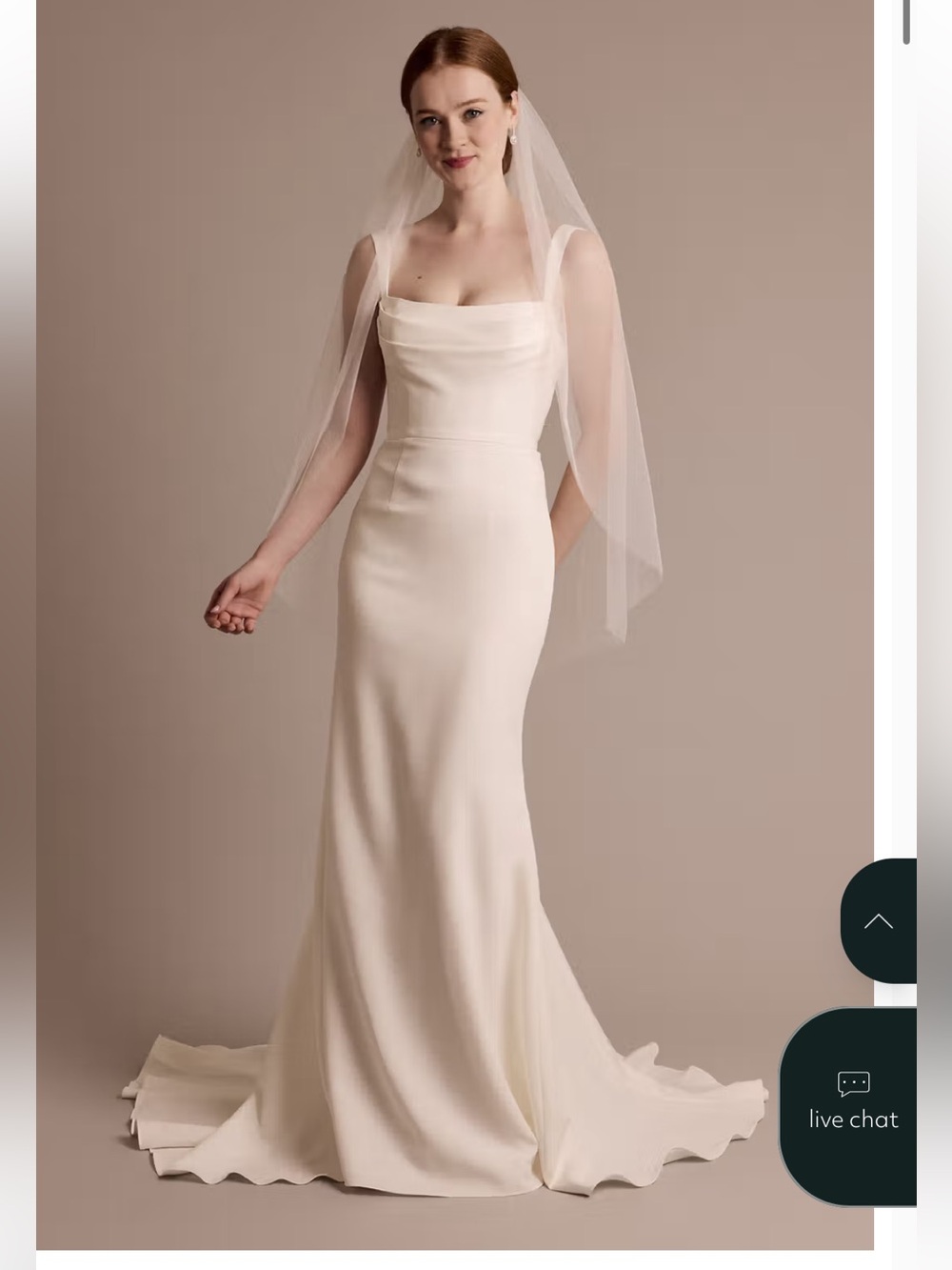 NWT Stretch Crepe Cowl Neck Tank Sheath Wedding Dress